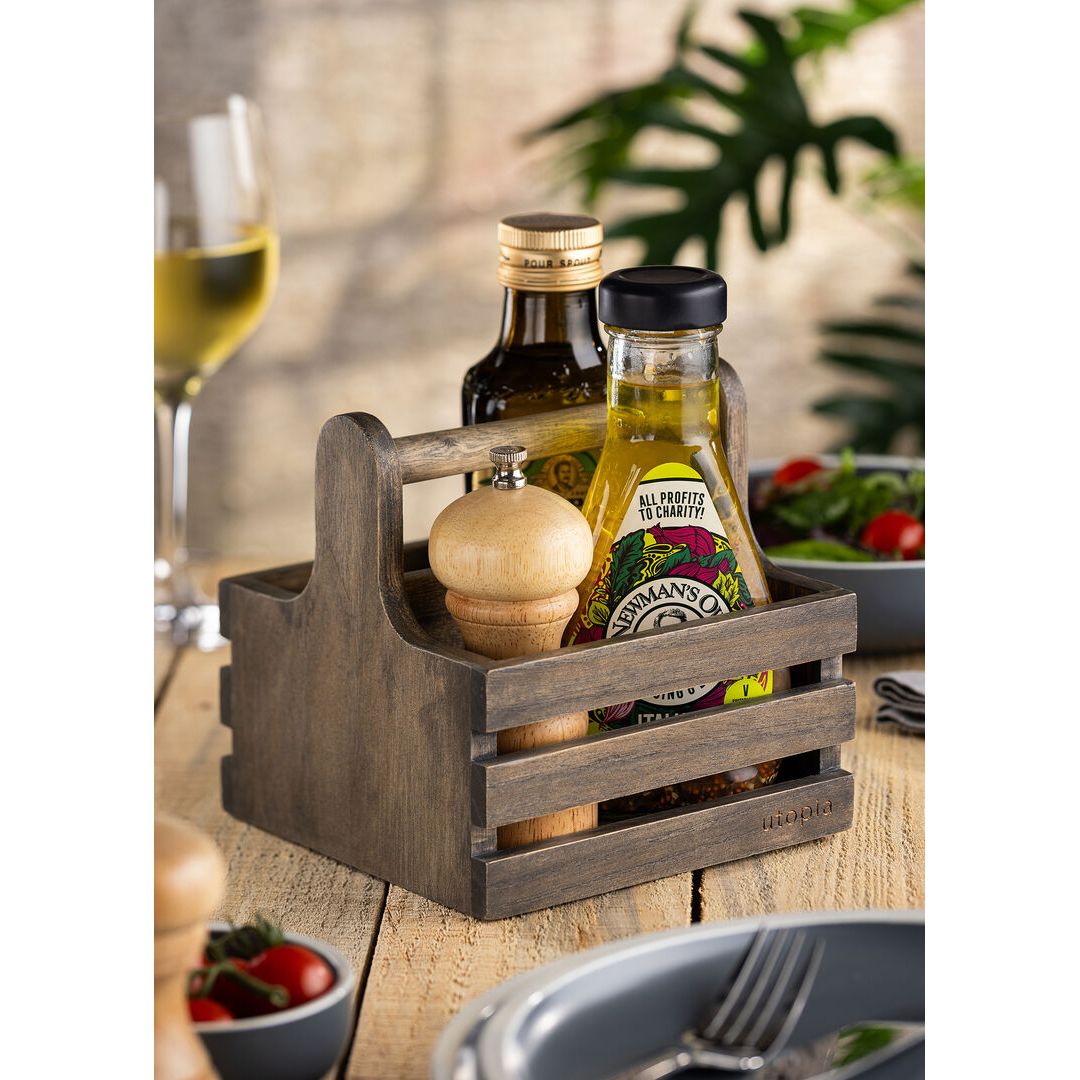 Small Rustic Wooden Table Caddy