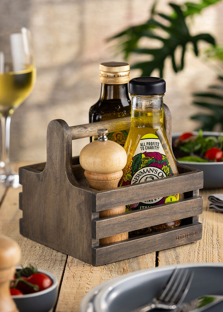 Small Rustic Wooden Table Caddy