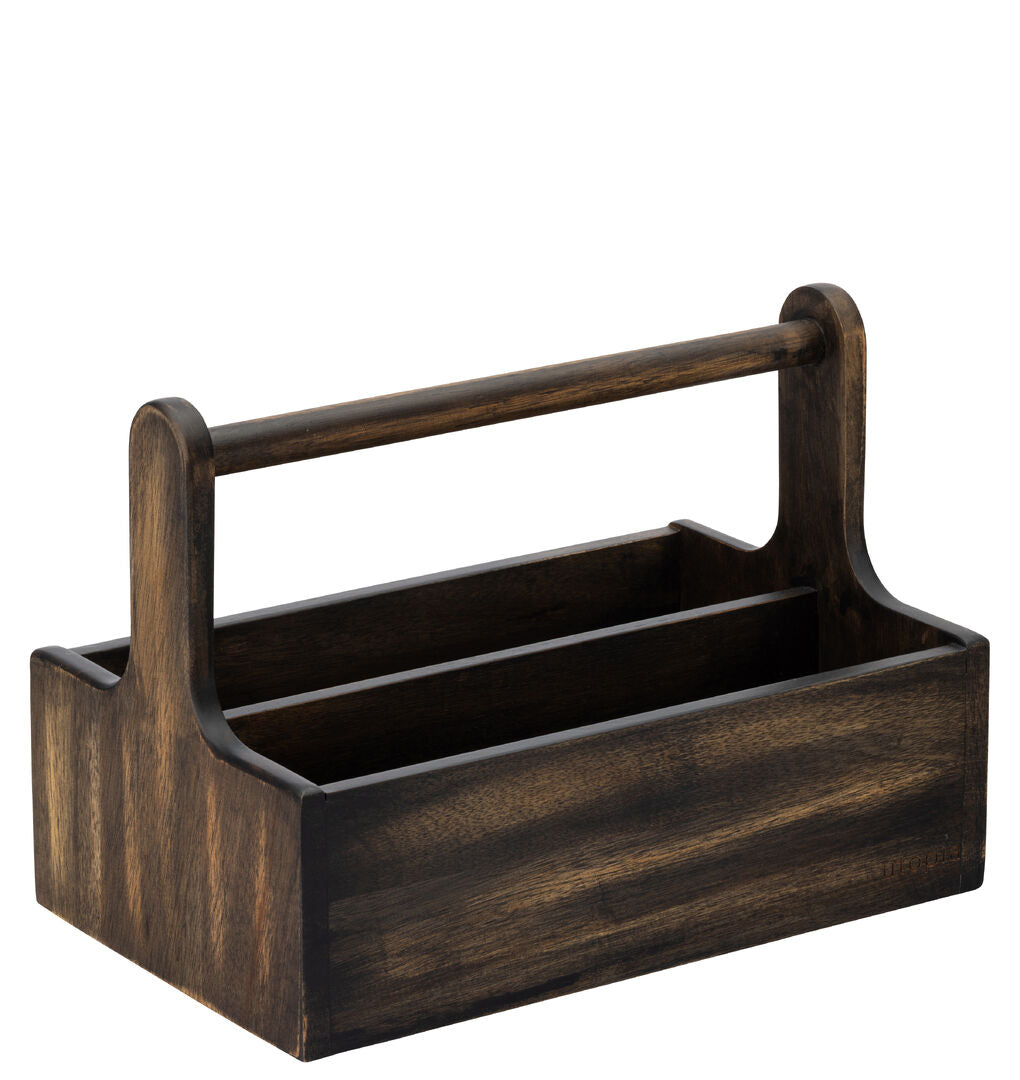Large Black Wooden Table Caddy