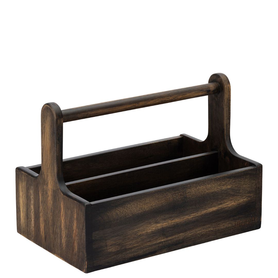 Large Black Wooden Table Caddy