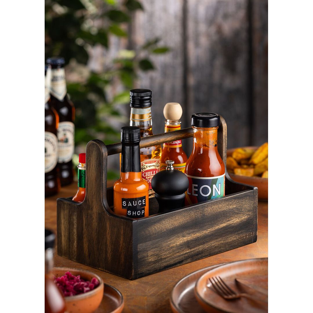 Large Black Wooden Table Caddy