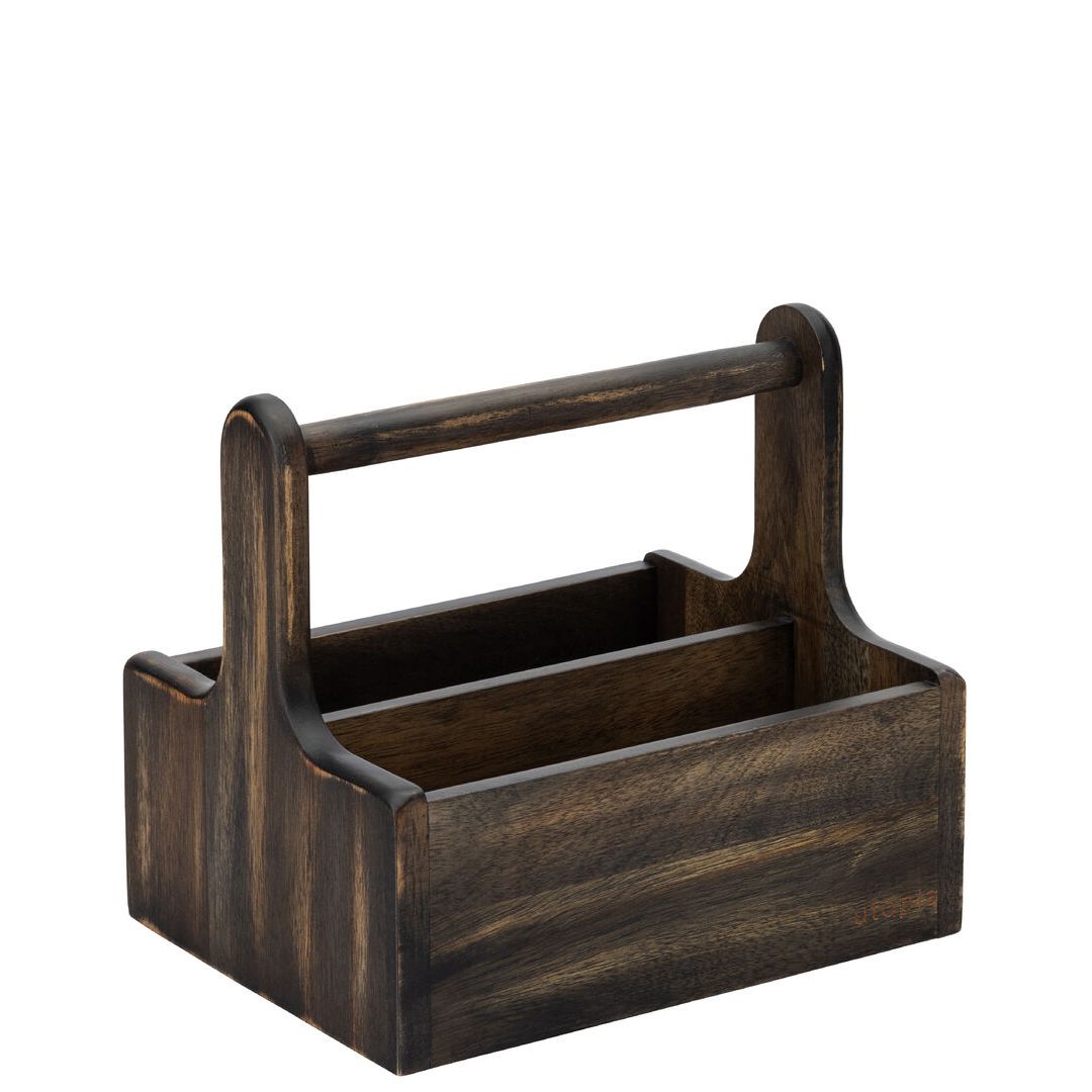 Medium Black Wooden Table Caddy