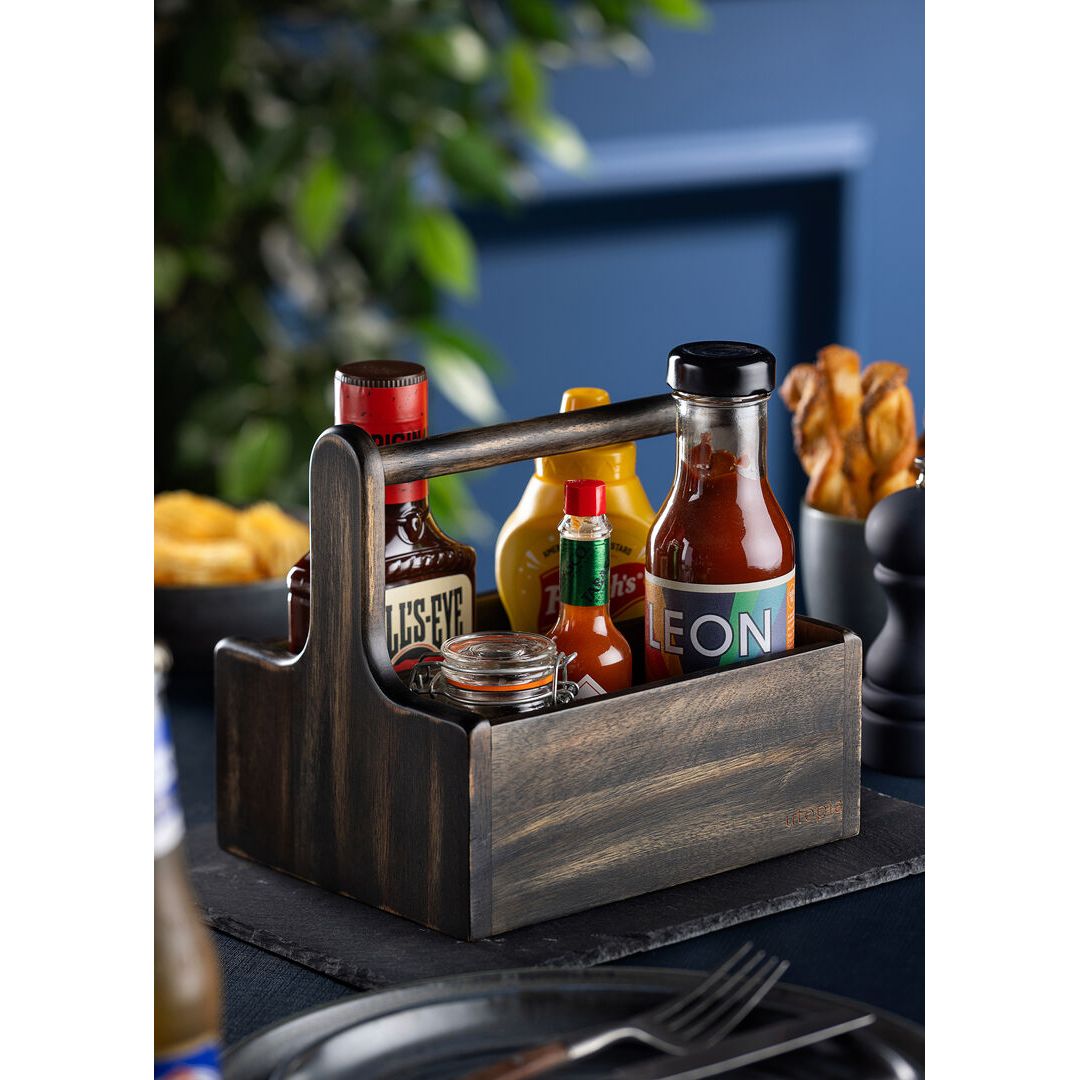 Medium Black Wooden Table Caddy