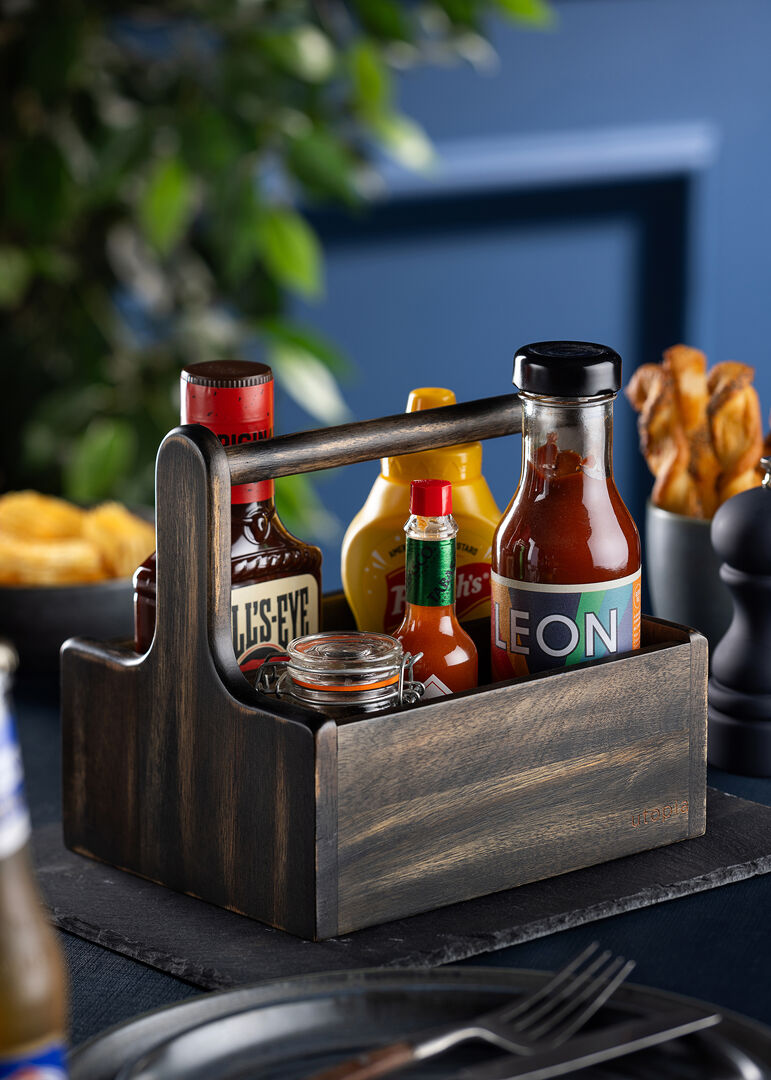 Medium Black Wooden Table Caddy