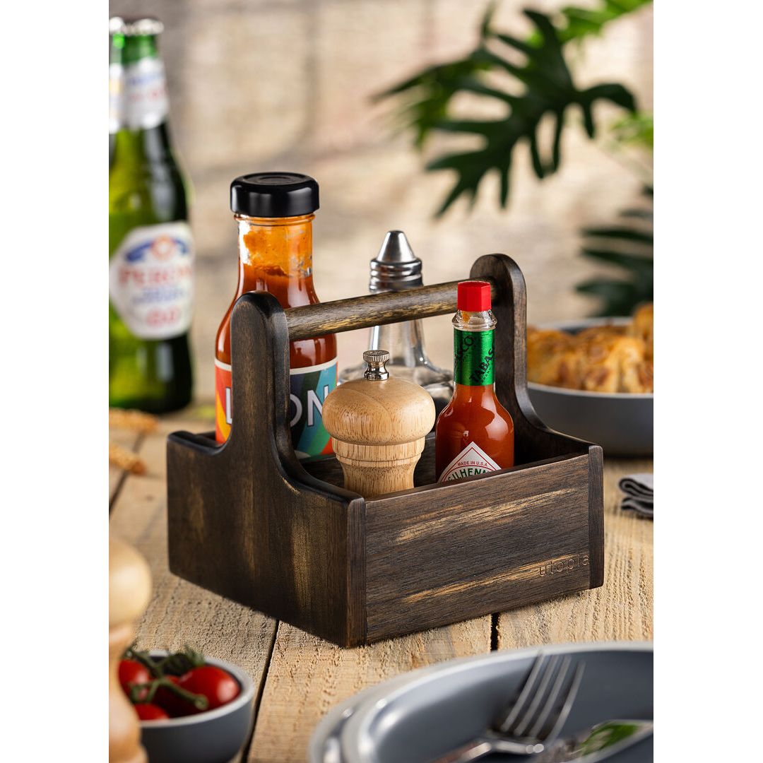 Small Black Wooden Table Caddy