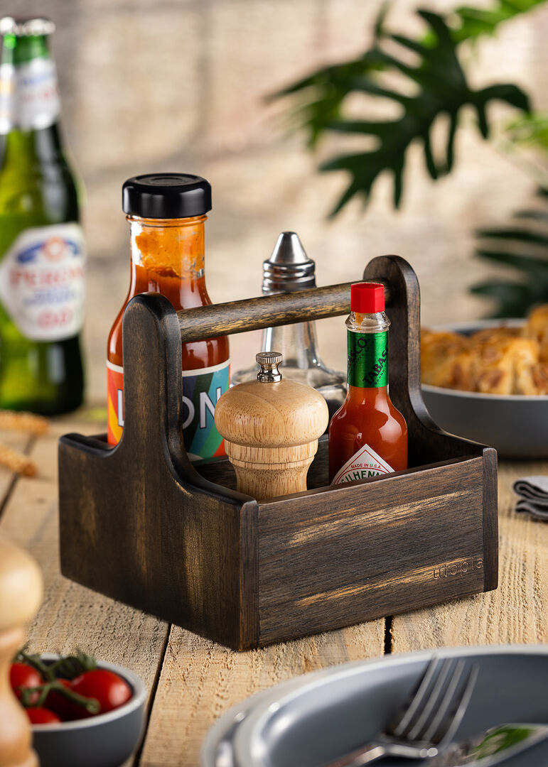 Small Black Wooden Table Caddy