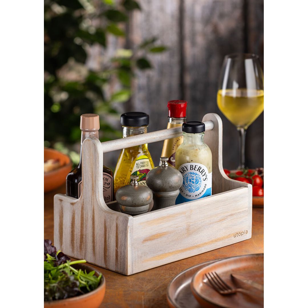 Large White Wooden Table Caddy