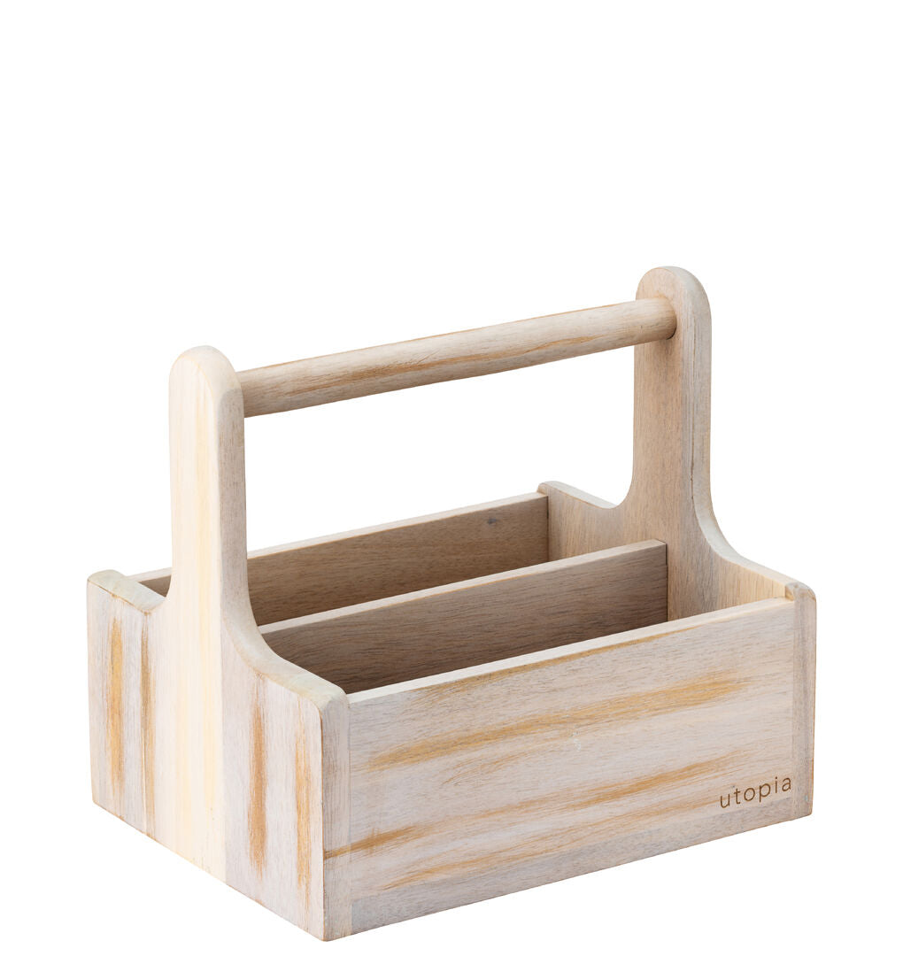 Medium White Wooden Table Caddy