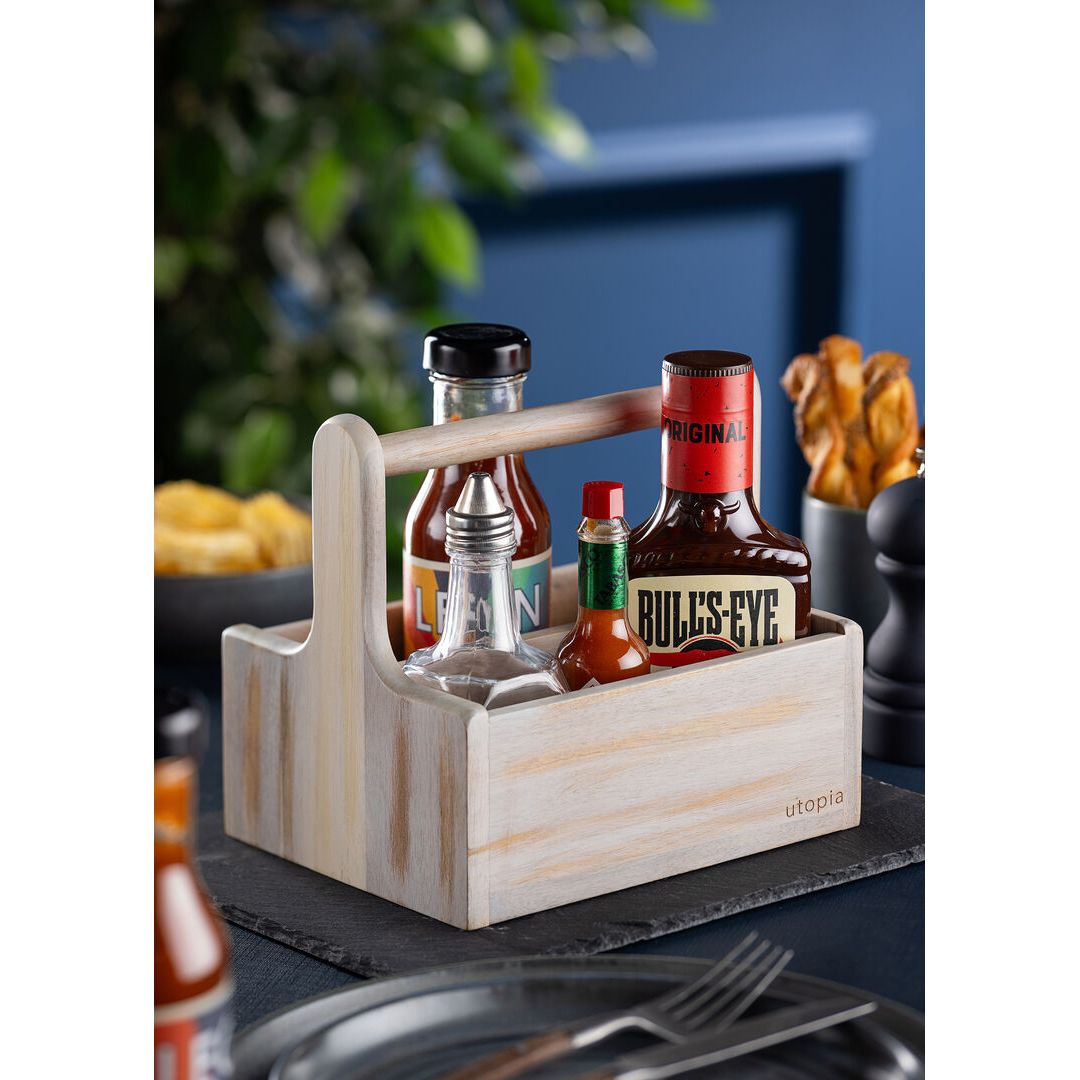 Medium White Wooden Table Caddy