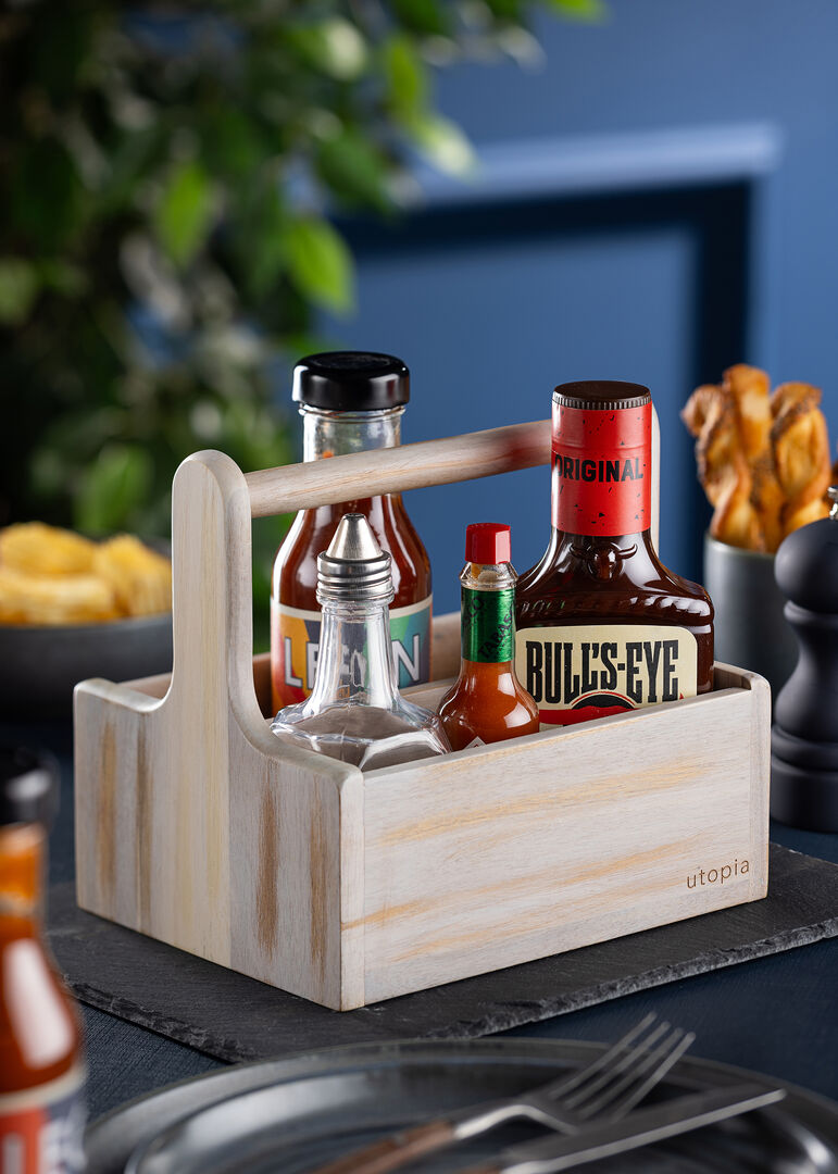 Medium White Wooden Table Caddy