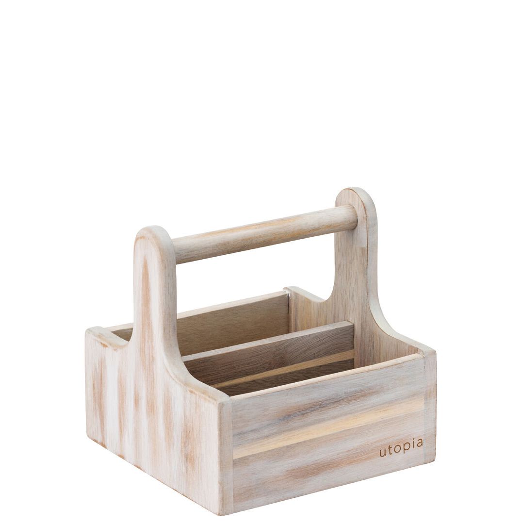 Small White Wooden Table Caddy