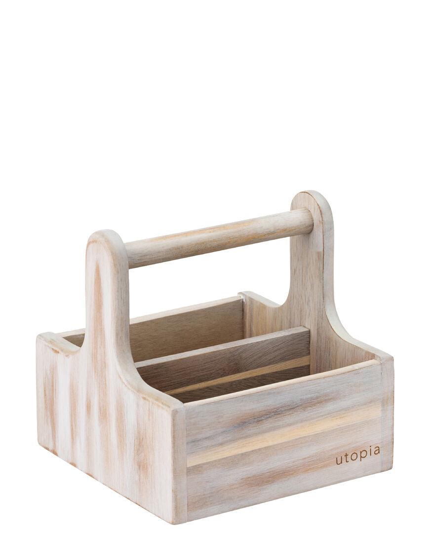 Small White Wooden Table Caddy