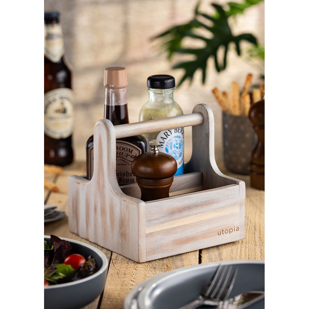 Small White Wooden Table Caddy