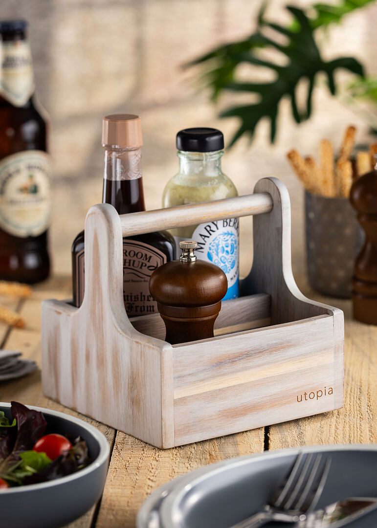 Small White Wooden Table Caddy