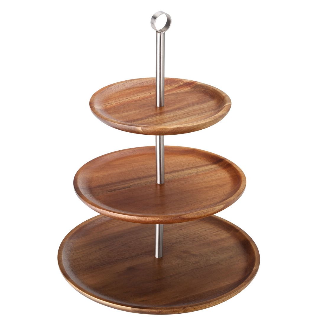 3 Tiered Acacia Sharing Platter 12, 9.75, 8.25"