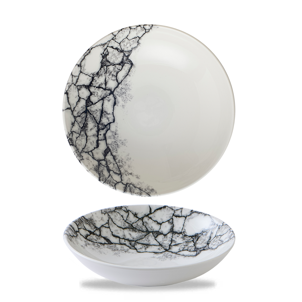 Kintsugi Accents Quartz Black Evolve Coupe Bowl 7.25"