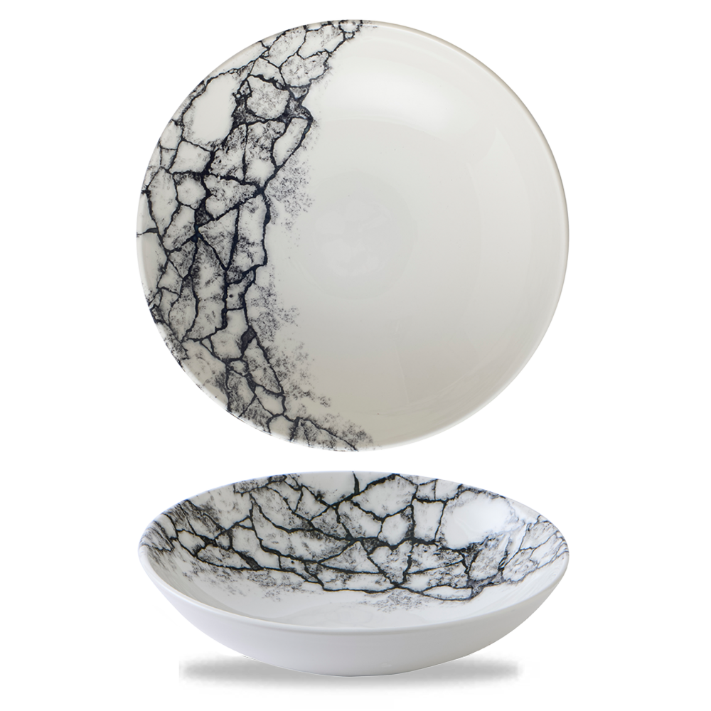 Kintsugi Accents Quartz Black Evolve Coupe Bowl 9.75"