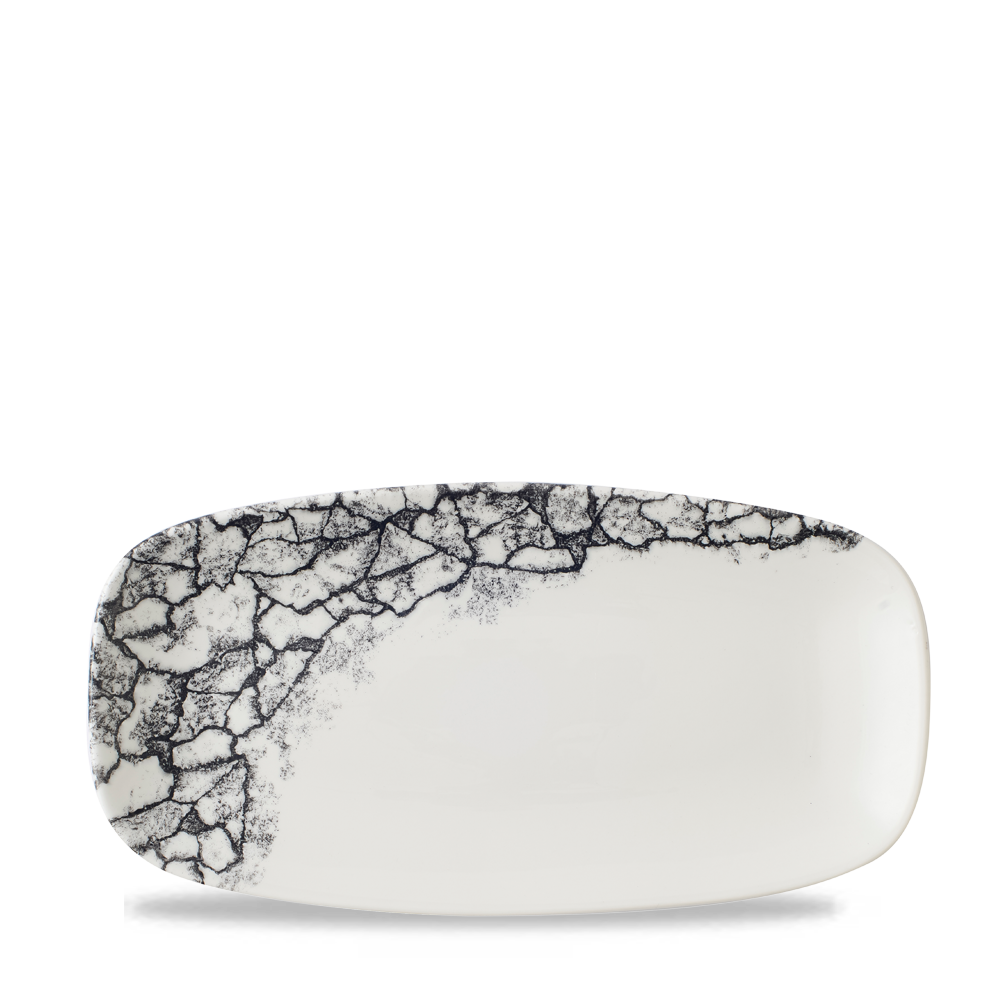 Kintsugi Accents Quartz Black Chefs Oblong Plate 11 3/4 X 6"