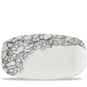 Kintsugi Accents Quartz Black Chefs Oblong Plate 13 7/8 X 7 3/8"