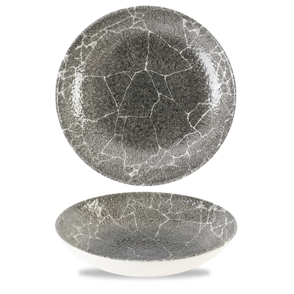 Studio Prints Kintsugi Quartz Black Coupe Bowl 24.8cm – Elegant Dining Essential