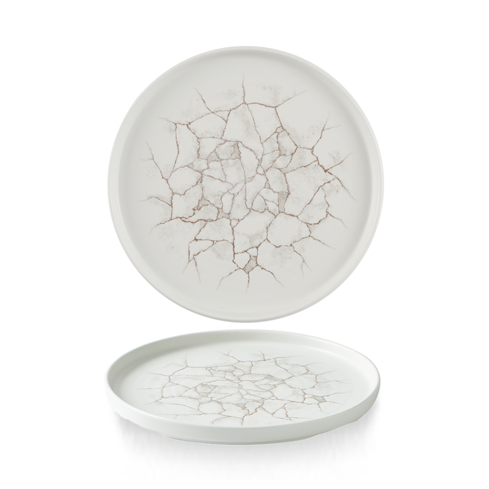 Studio Prints Kintsugi Agate Grey Walled Porcelain Plate 8.67"