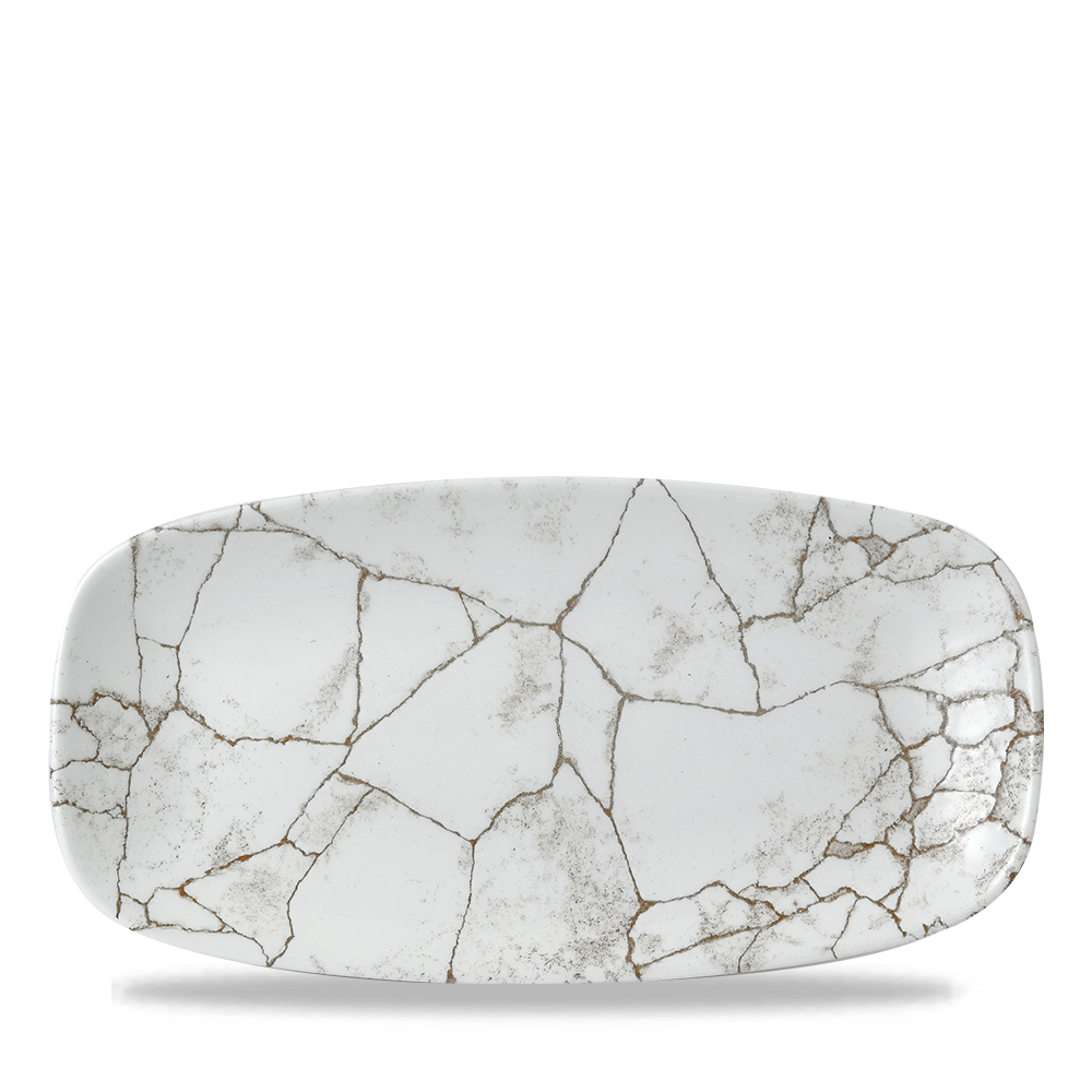 Studio Prints Kintsugi Agate Grey Chefs Oblong Plate - 11 3/4 X 6"