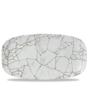 Studio Prints Kintsugi Agate Grey Chefs Oblong Plate 13 7/8 X 7 3/8"