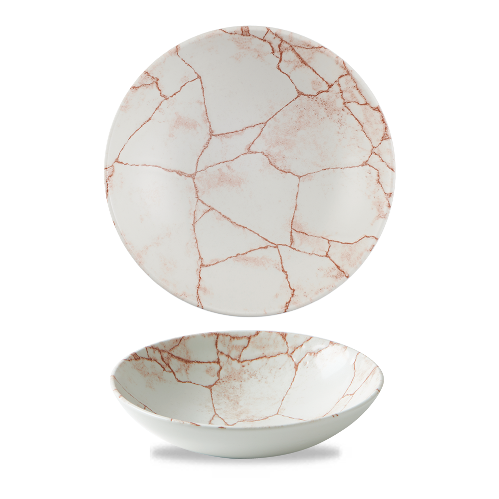 Studio Prints Kintsugi Coral Evolve Porcelain Coupe Bowl 7.25"