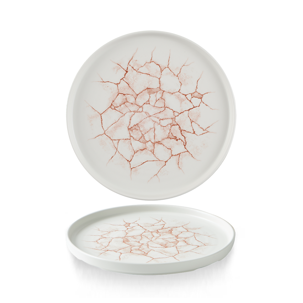 Studio Prints Kintsugi Coral Walled Porcelain Plate 8.67"