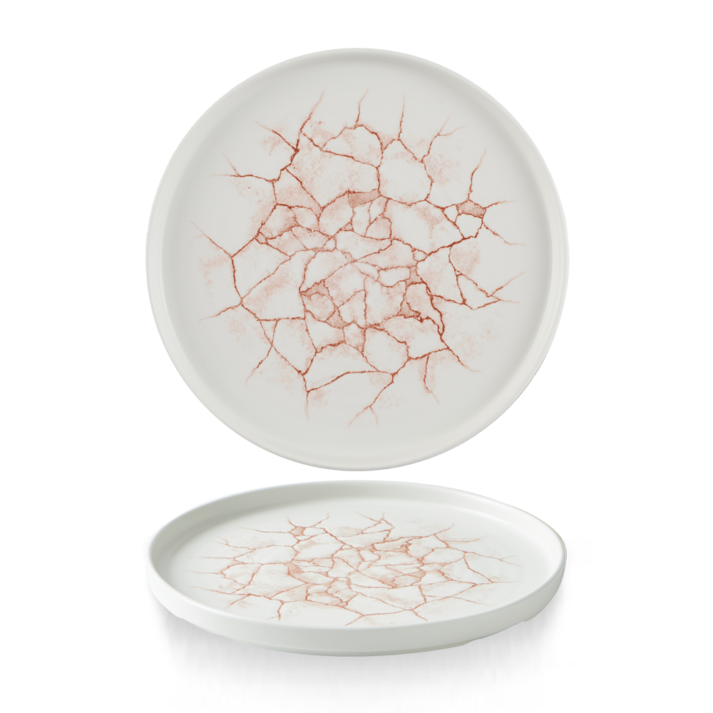 Studio Prints Kintsugi Coral Walled Porcelain Plate 10 2/8"