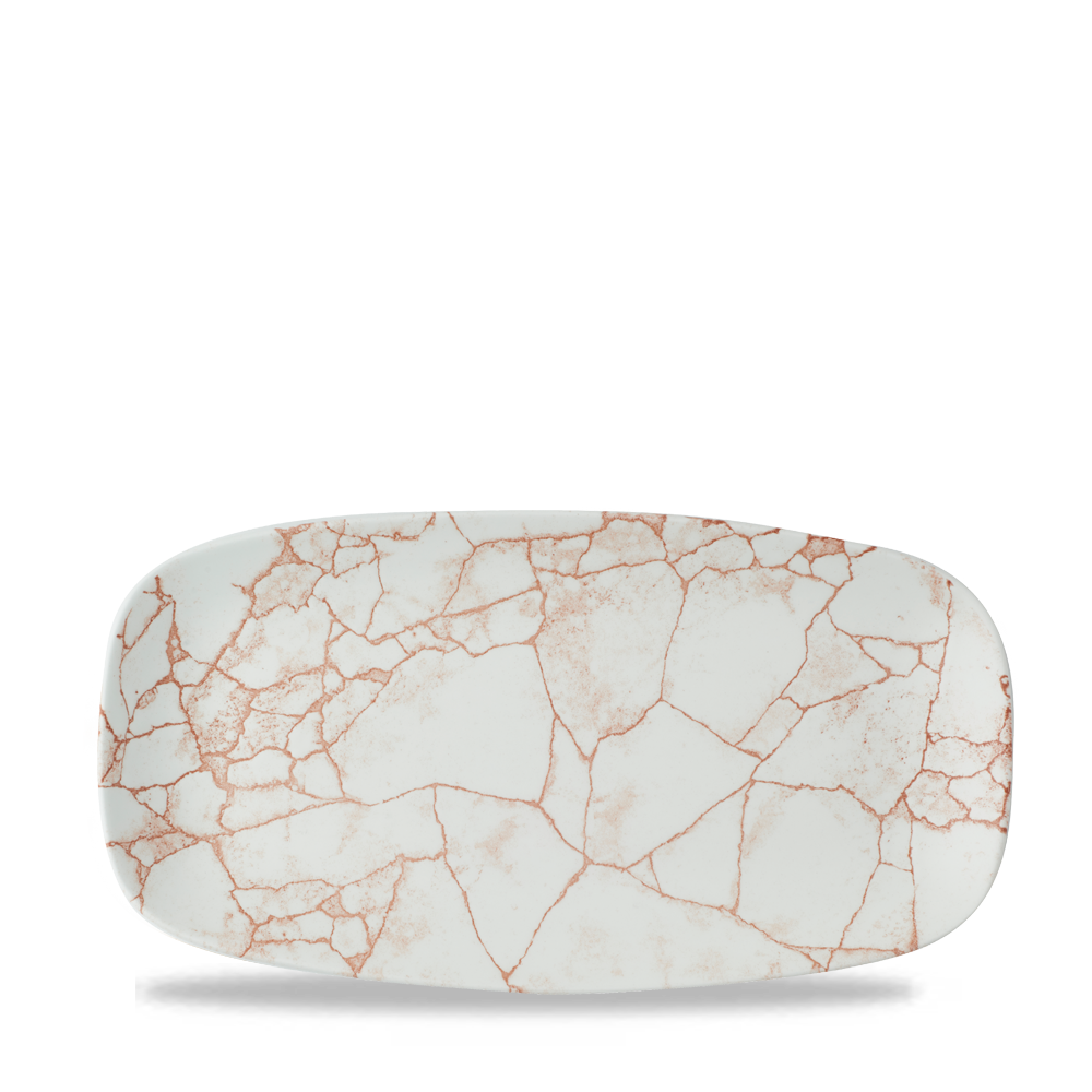 Studio Prints Kintsugi Coral Chefs Oblong Porcelain Plate 11 3/4 X 6"