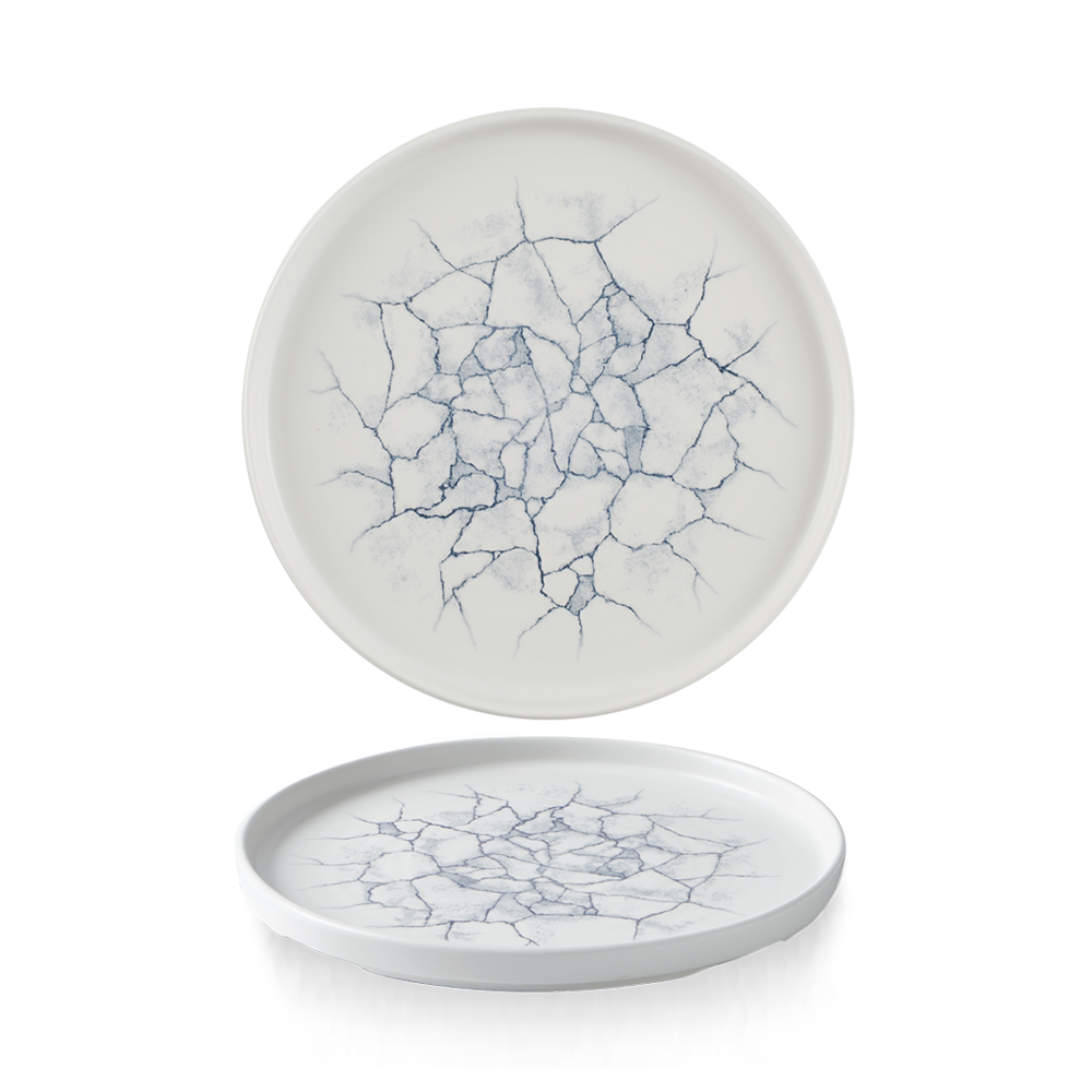 Studio Prints Kintsugi Pearl Grey Walled Porcelain Plate 8.67"