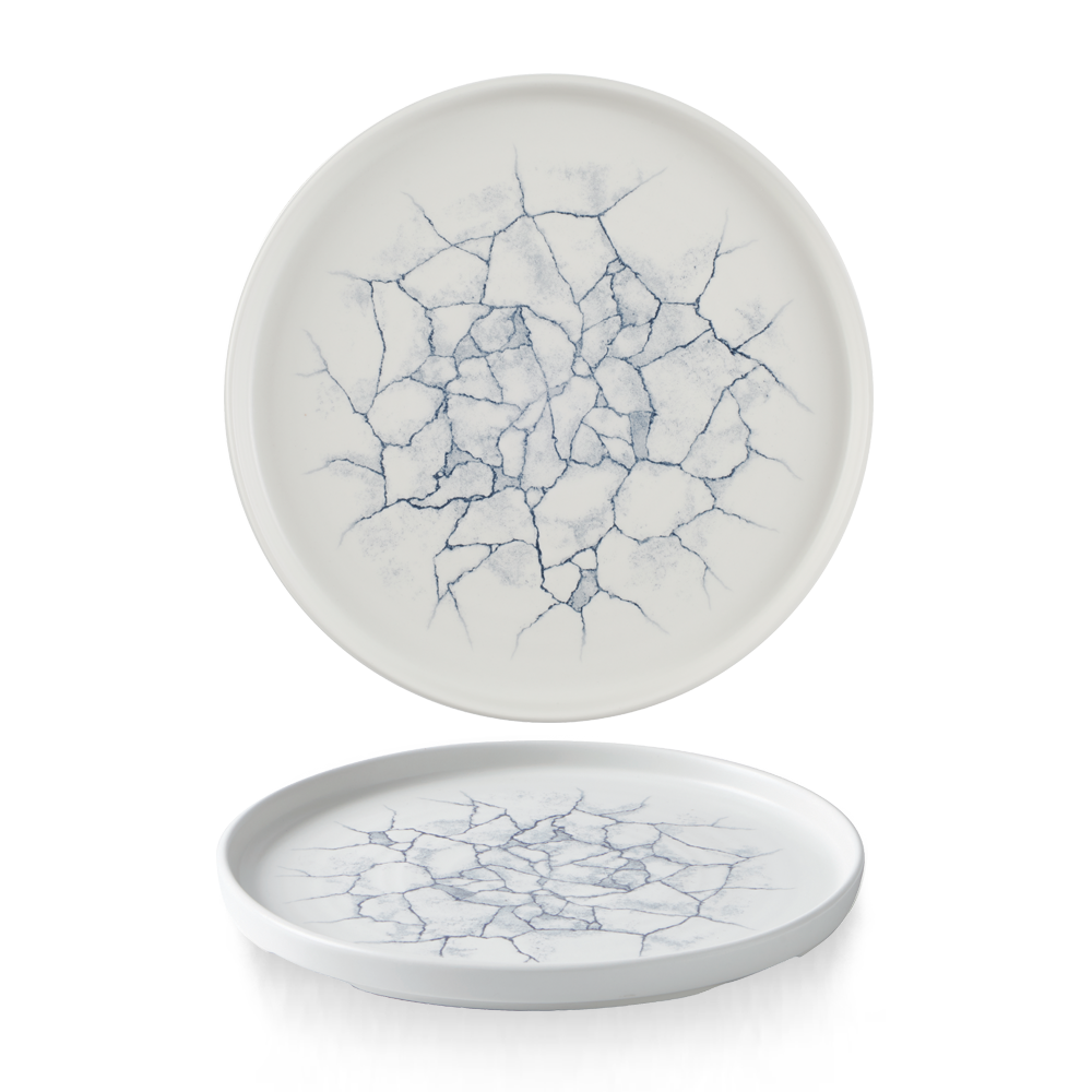 Studio Prints Kintsugi Pearl Grey Walled Porcelain Plate 10 2/8"