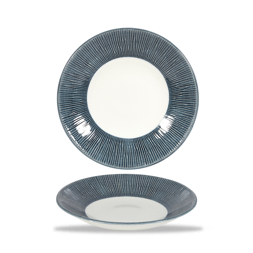 Bamboo Spinwash Mist Deep Porcelain Coupe Plate 9 7/8"