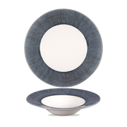 Bamboo Spinwash Mist Porcelain Wide Rim Bowl 9 1/2"