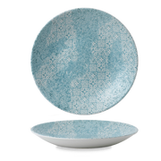 Vintage Prints Aquamarine Med Tiles Deep Coupe Plate 9 2/5"