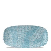 Vintage Prints Aquamarine Med Tiles Chefs Oblong Plate 11 3/4 X 6"