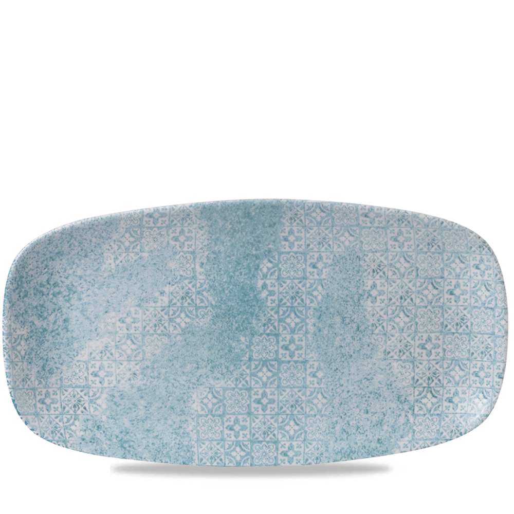 Vintage Prints Aquamarine Med Tiles Chefs Oblong Plate