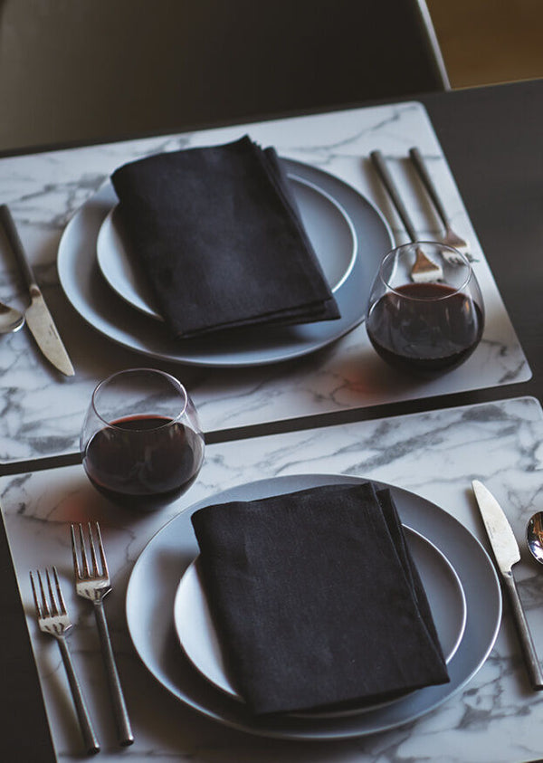 Utopia | Table Presentation | Modern Twist Marble Grey Silicone Placemat 30.5 x 40.6cm (12 x 16") | Bespoke77