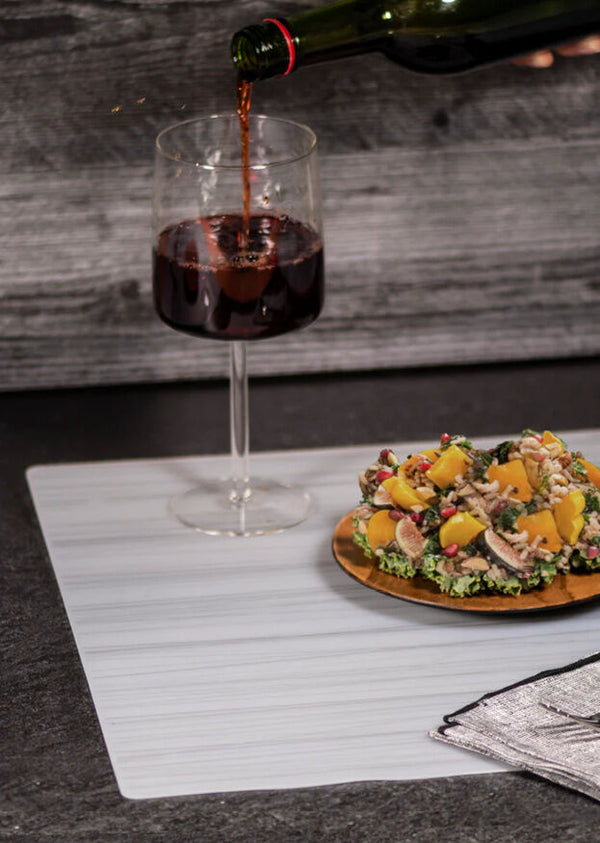 Utopia | Table Presentation | Modern Twist Stream Silver Silicone Table Runner 35.6 x 182.9cm (14 x 72") | Bespoke77