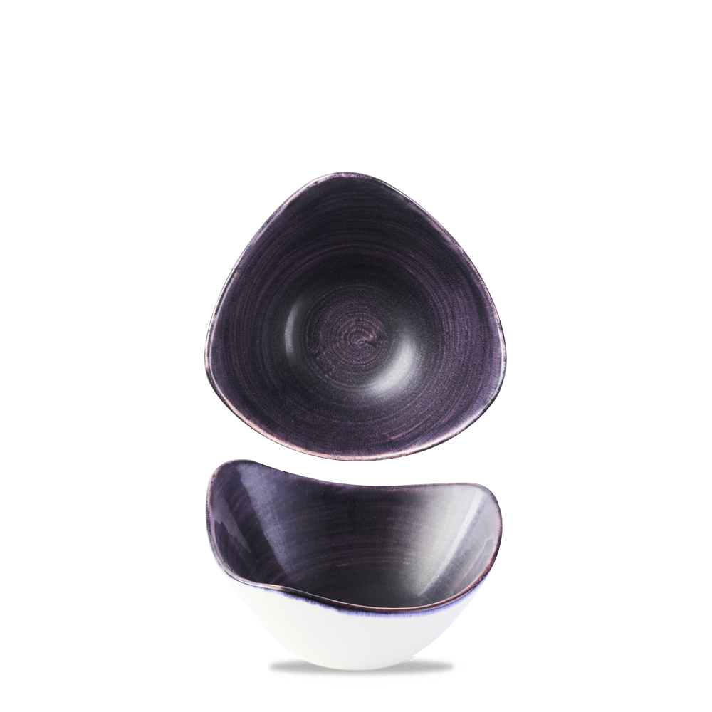 Stonecast Patina Deep Purple Triangle Bowl 15.3cm - Unique Charm for Any Table