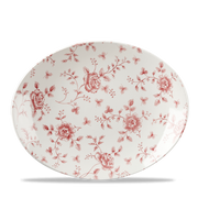 Vintage Prints Rose Chintz Cranberry Orbit Oval Coupe Plate 12.5"