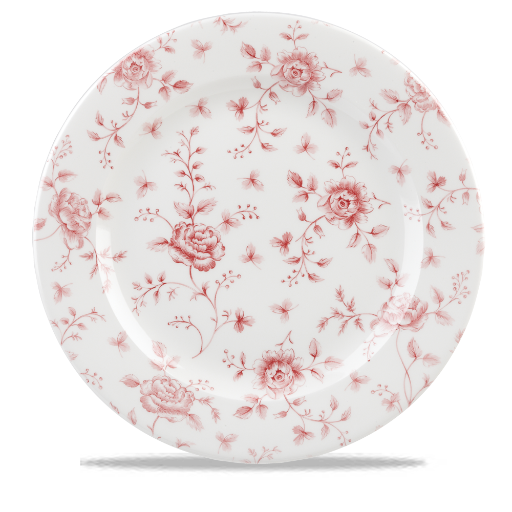 Vintage Prints Rose Chintz Cranberry Profile Plate 12"