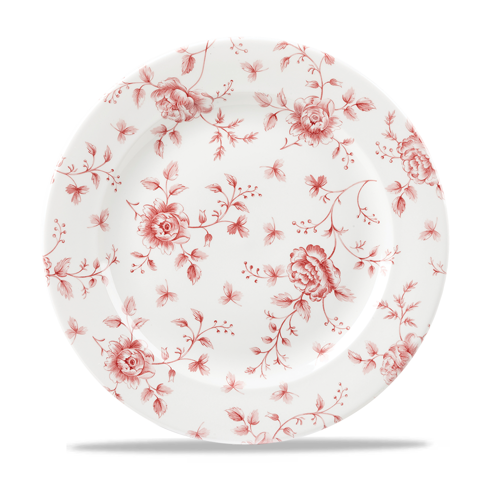 Vintage Prints Rose Chintz Cranberry Plate 10.875"