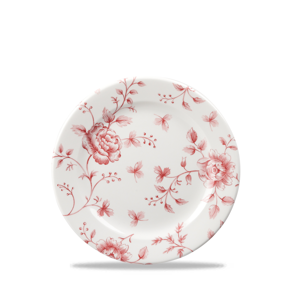 Vintage Prints Rose Chintz Cranberry Profile Plate 6.5"