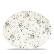 Vintage Prints Rose Chintz Grey Orbit Oval Coupe Plate