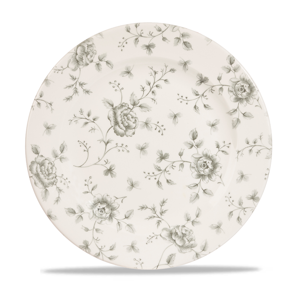 Vintage Prints Rose Chintz Grey Profile Plate 10 7/8"