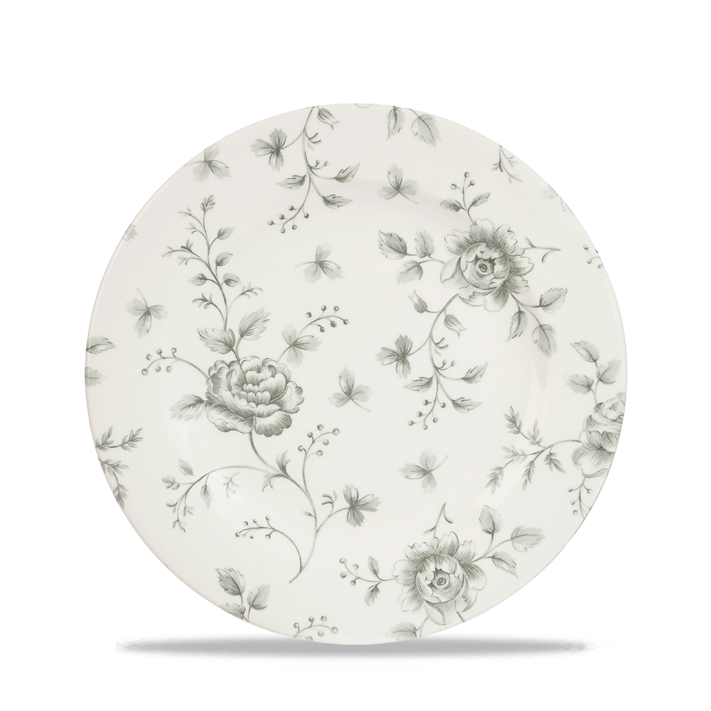 Vintage Prints Rose Chintz Grey Profile Plate 8 1/4"