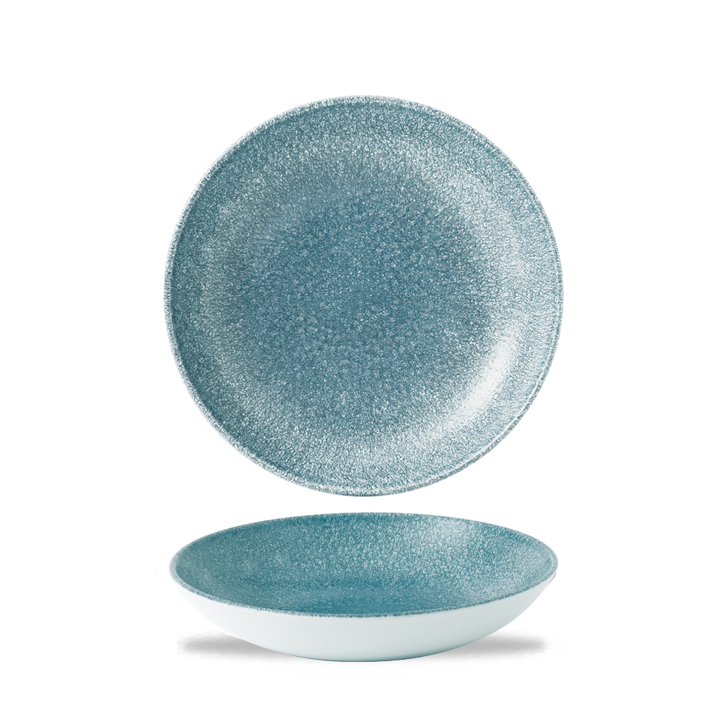 Raku Topaz Blue Evolve Coupe Bowl 7.25"