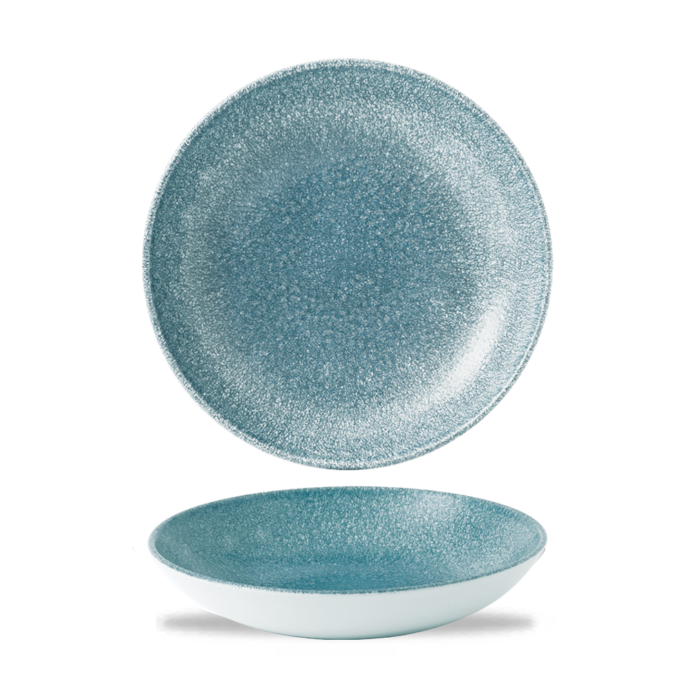 Raku Topaz Blue Evolve Coupe Bowl 9.75"